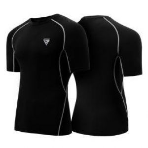 Sport Box חולצות אימון RDX X5 Black Base Layer Half Sleeves Rash Guard for BJJ MMA Workout