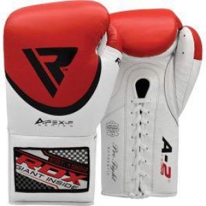 כפפות אגרוף מקצועיות RDX A2 Fight Lace Up Leather Boxing Gloves BBBofC / BIBA / W