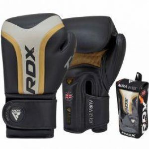 כפפות אגרוף לאימונים RDX T17 AURA Nova Tech Boxing Sparring Gloves Pearl Black/White/Golden