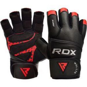 RDX L7 Leather Weight Lifting Heavy Duty Gym Gloves with Long Wrist St